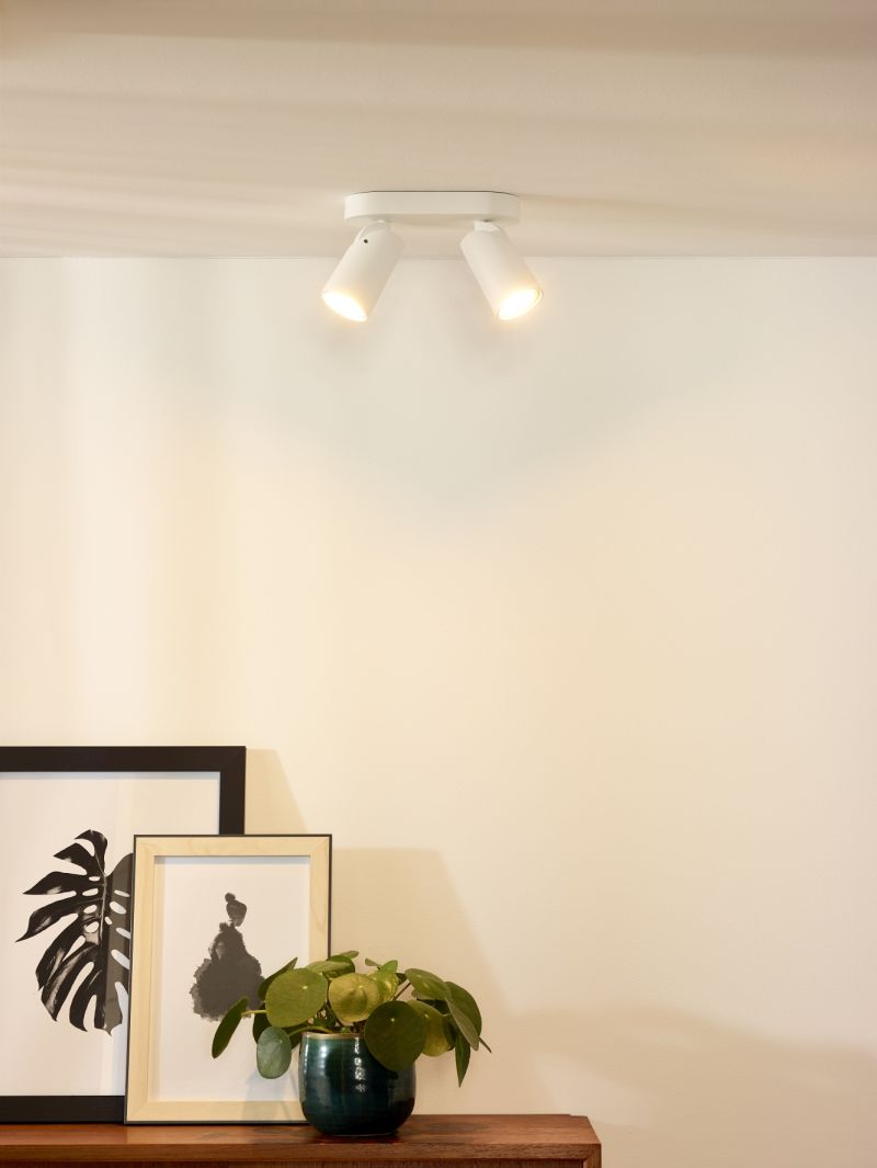 Lucide XYRUS - Stropné bodové svietidlo - LED Dim to warm - GU10 - 2x5W 2200K/3000K - White